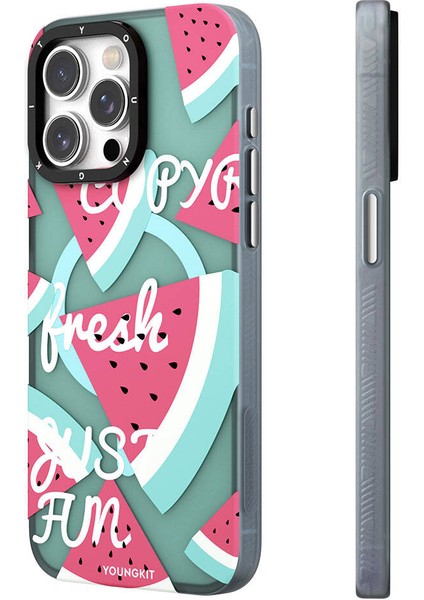 iPhone 15 Pro Uyumlu Kılıf Magsafe Şarj Özellikli Youngkit Fruity Flavour Serisi Turkuaz