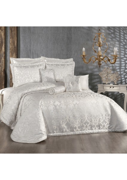 Eliz Beyaz - Gümüş Simli Çeyizlik Çift Kişilik Yatak Örtüsü fiyatları