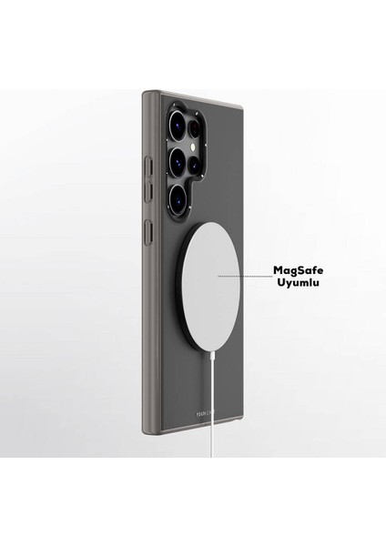 Galaxy S24 Ultra Kılıf Magsafe Destekli Çizilmeye ve Aşınmaya Dayanıklı Youngkit Velvet Serisi Gri