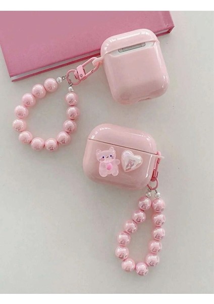 Air Pods 3.nesil 3D Pembe Ayıcık Figürlü Kılıf Koruma