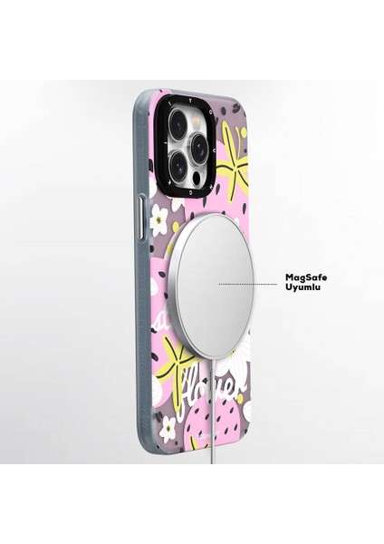 iPhone 13 Uyumlu Kılıf Magsafe Şarj Özellikli Youngkit Fruity Flavour Serisi Pembe