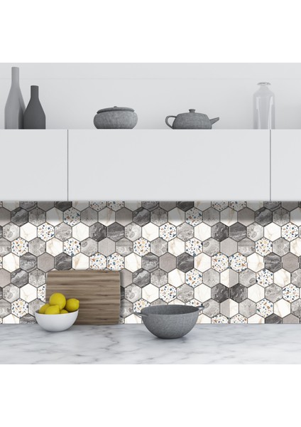 Kendinden Yapışkanlı Seramik Fayans Kaplama Altıgen Desenli 005 Pvc Karo 30X60CM (4 Adet) 0,72 M2 fiyatları