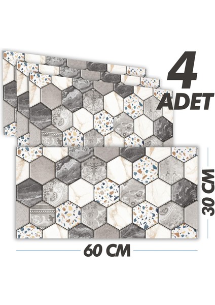 Kendinden Yapışkanlı Seramik Fayans Kaplama Altıgen Desenli 005 Pvc Karo 30X60CM (4 Adet) 0,72 M2 indirimleri