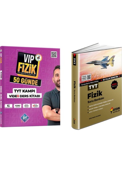 Vip Fizik 50 Günde TYT Kampı Video Ders Kitabı ve Aydın Yayınları TYT Fizik Soru Bankası