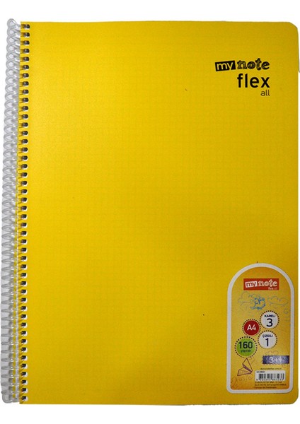 Flex All 3k+1ç A4 160YP Defter - Sarı