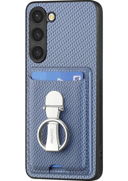 C1-9 Samsung Galaxy S23+KILIF Kart Tutucu Deri+Tpu+Pc Kickstand Telefon Kapağı-Mavi (Yurt Dışından)