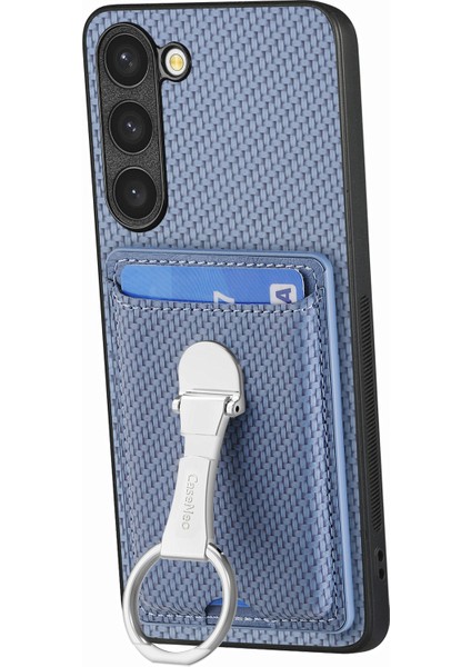 C1-9 Samsung Galaxy S23+KILIF Kart Tutucu Deri+Tpu+Pc Kickstand Telefon Kapağı-Mavi (Yurt Dışından)