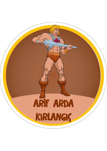 Okul Etiketi Kalem Defter Etiketi, He-Man Etiketi - 60 Adet 4cm Opak Sticker