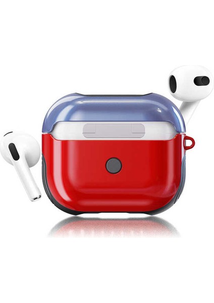 Air Pods 3. Nesil Kılıf Shockproof Silikon-Kırmızı-Mavi