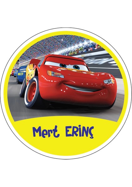 Okul Etiketi Kalem Defter Etiketi, Şimşek Macqueen- 60 Adet 4cm Opak Sticker