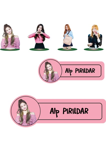 Okul Etiketi Kalem Defter Etiketi, Black Pink Etiketi - 194 Adet Kuşe Sticker