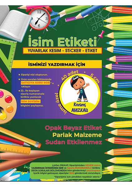 Okul Etiketi Kalem Defter Etiketi, Pepee Etiketi - 40 Adet 5cm Opak Sticker modelleri