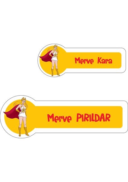 Okul Etiketi Kalem Defter Etiketi, She-Ra Etiketi - 194 Adet Kuşe Sticker