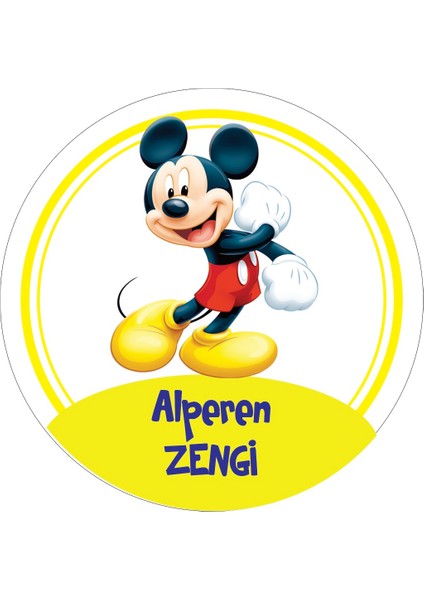 Okul Etiketi Kalem Defter Etiketi, Mickey Mouse Etiketi - 100 Adet 3cm Opak Sticker
