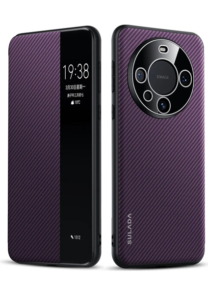 Huawei Mate 60 Pro Için Sulada Akıllı Pencere Pu Kılıf (Yurt Dışından)