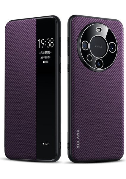 Huawei Mate 60 Pro Için Sulada Akıllı Pencere Pu Kılıf (Yurt Dışından)