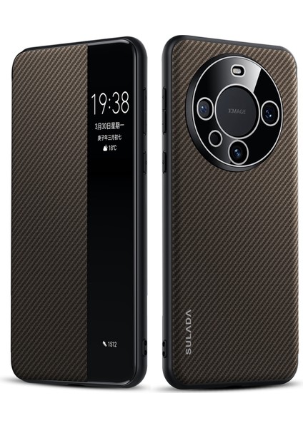 Huawei Mate 60 Pro Için Sulada Akıllı Pencere Pu Kılıf (Yurt Dışından)