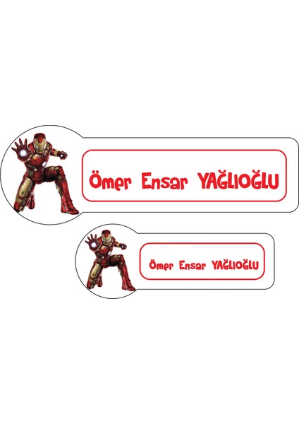 Okul Etiketi, Kalem Defter Etiketi, Iron Man Etiketi - 222 Adet Folyo Sticker