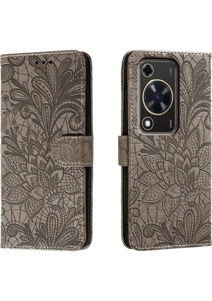 Huawei Enjoy 70 Için Dantel Çiçek Pu Telefon Kılıfı (Yurt Dışından)