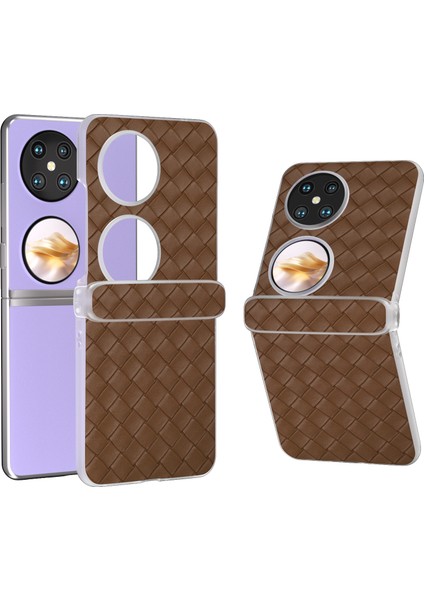Huawei Pocket 2 Için 3'ü 1 Arada Dokuma Dokulu Pu Kılıf (Yurt Dışından)