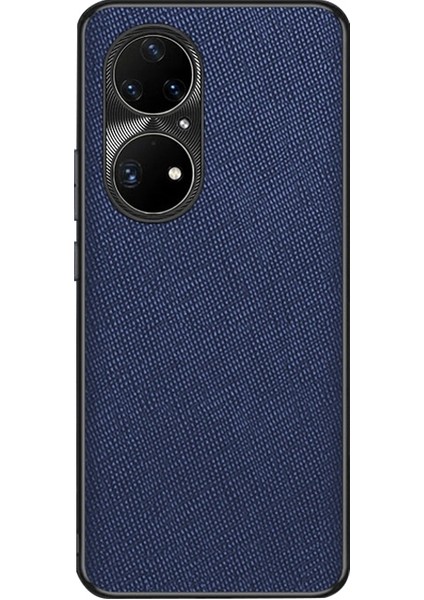 Huawei P50 Pro Için Çapraz Doku Pu Telefon Kılıfı (Yurt Dışından)