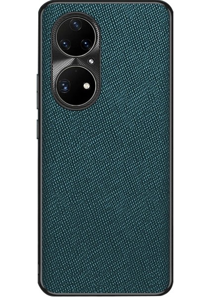 Huawei P50 Pro Için Çapraz Doku Pu Telefon Kılıfı (Yurt Dışından)