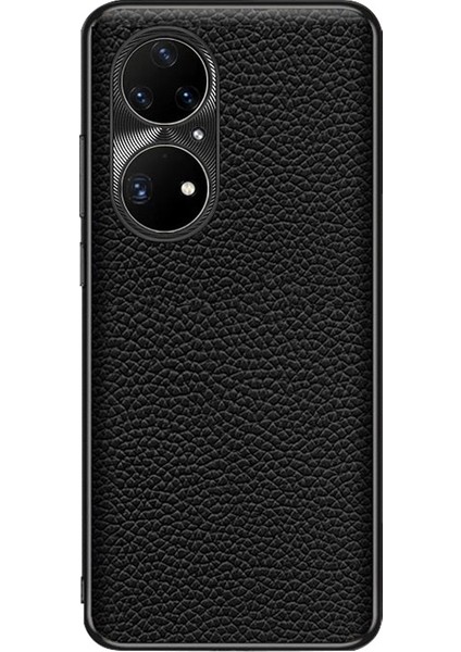 Huawei P50 Pro Için Litchi Dokulu Deri Kılıf (Yurt Dışından)