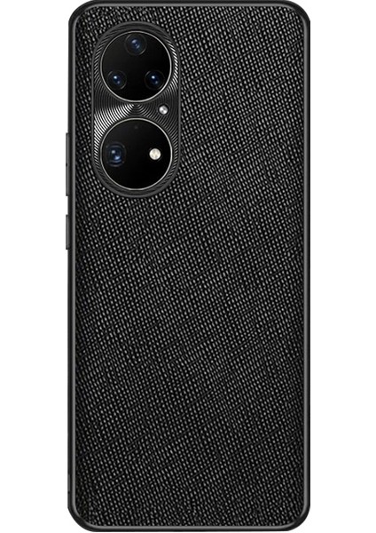 Huawei P50 Pro Için Çapraz Doku Pu Telefon Kılıfı (Yurt Dışından)