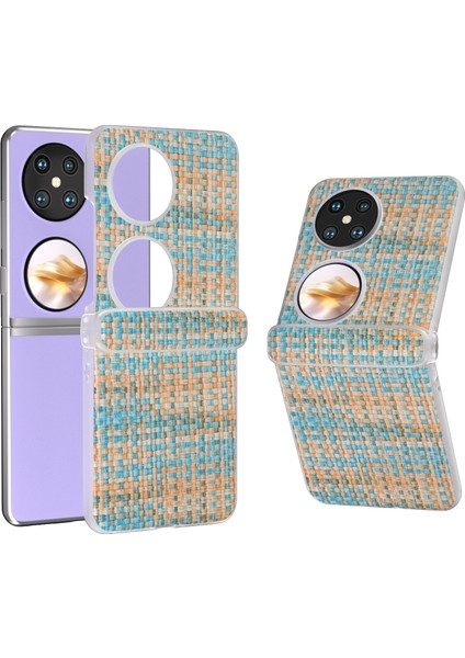 Huawei Pocket 2 Için 3'ü 1 Arada Eşkenar Dokulu Pu Kılıf (Yurt Dışından)