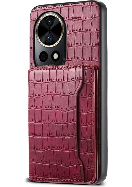 Huawei Nova 12 Pro Için Timsah Dokulu Pu Kılıf (Yurt Dışından)