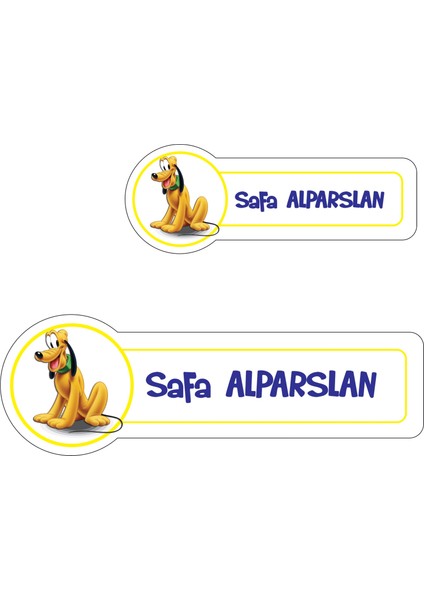 Okul Etiketi Kalem Defter Etiketi, Pluto Etiketi - 194 Adet Kuşe Sticker