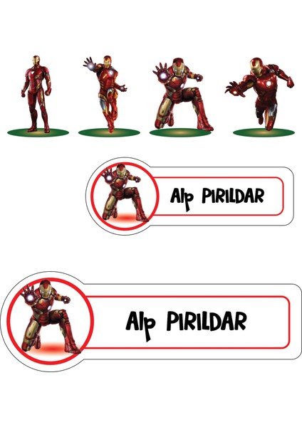 Okul Etiketi Kalem Defter Etiketi, Ironman Etiketi - 194 Adet Kuşe Sticker