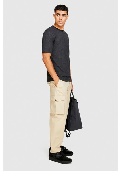 Esnek Trapered Fit Kargo Pantolon Erkek Beyaz T-Shirt - 323A4AIHSF02V modelleri