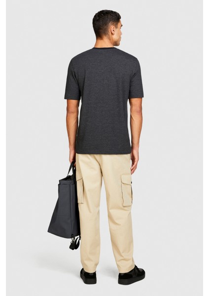 Esnek Trapered Fit Kargo Pantolon Erkek Beyaz T-Shirt - 323A4AIHSF02V fırsatları