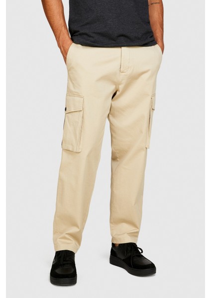 Esnek Trapered Fit Kargo Pantolon Erkek Beyaz T-Shirt - 323A4AIHSF02V indirimleri