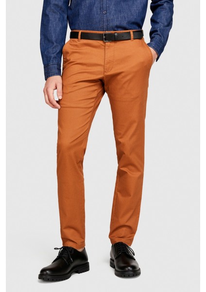 Slim Fit Vintage Efekt Chino Pantolon Erkek Kahverengi T-Shirt - 323A4DM6SF02Y indirimleri