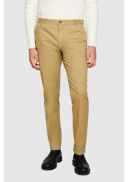Esnek Slim Fit Chino Pantolon Erkek Bej T-Shirt - 323A4JGCSF03E indirimleri