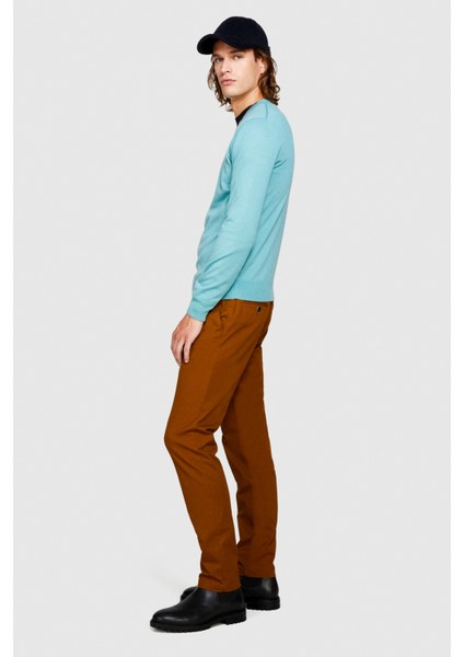 Esnek Slim Fit Chino Pantolon Erkek Kahverengi T-Shirt - 323A4JGCSF03E modelleri