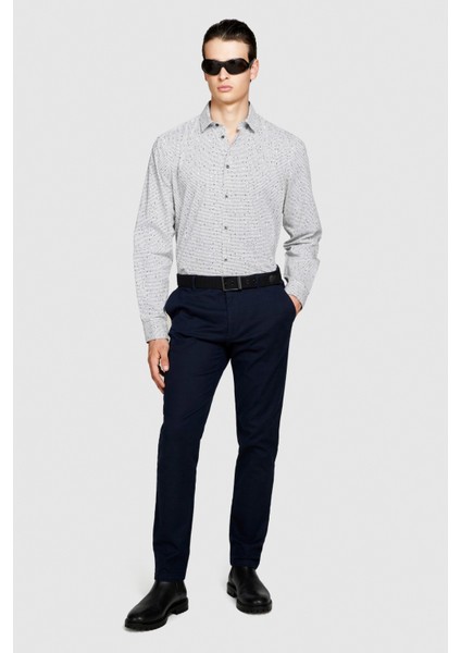 %100 Koton Desenli Poplin Gömlek Erkek Gri Gömlek - 323A597RSQ02S fiyatları
