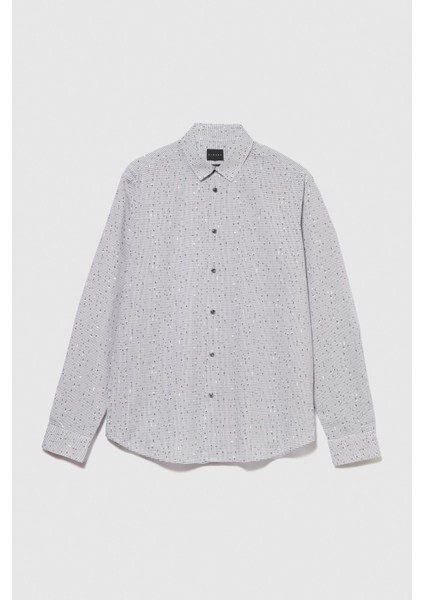 %100 Koton Desenli Poplin Gömlek Erkek Gri Gömlek - 323A597RSQ02S modelleri