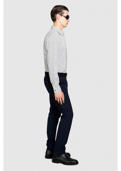 %100 Koton Desenli Poplin Gömlek Erkek Gri Gömlek - 323A597RSQ02S fırsatları