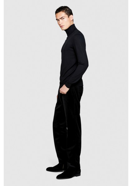 Regular Fit Kadife Pantolon Erkek Siyah T-Shirt - 323A42QJSF041 modelleri