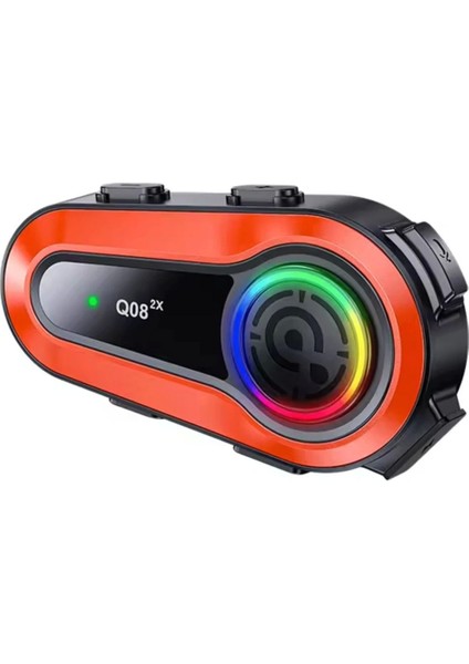 Q08-2X Rgb Işıklı Intercom 2 Kişi Bağlantılı 1000MAH Motosiklet Bluetooth Kulaklık Seti