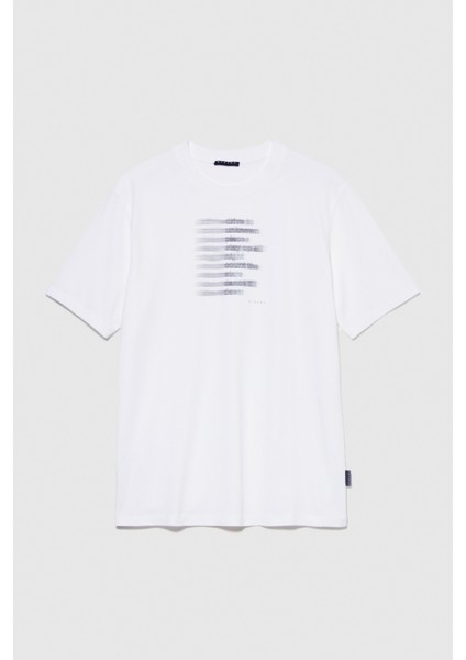 %100 Koton El Baskılı T-Shirt Erkek Beyaz T-Shirt - 323A3096S1030 modelleri