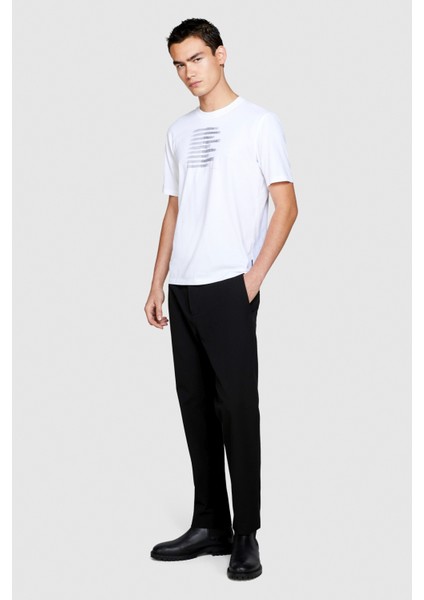 %100 Koton El Baskılı T-Shirt Erkek Beyaz T-Shirt - 323A3096S1030 fırsatları