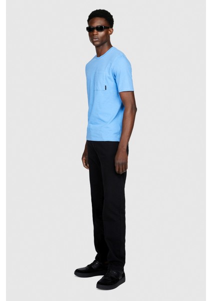 %100 Koton Regular Fit Cepli T-Shirt Erkek Mavi T-Shirt - 323A3096S1033 fırsatları