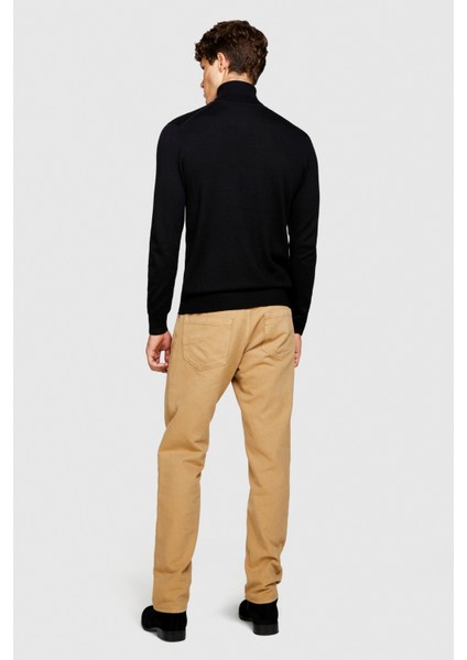 Yün Karışımlı Slim Fit Kazak Erkek Siyah Kazak - 323A11BAS200A