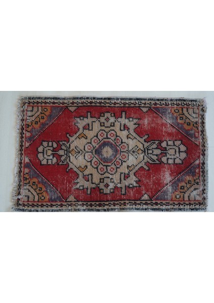 49X79 cm Küçük Boy Eski El Dokuma Türk Anadolu Kilimi Küçük Alan Dekoratif Kilim