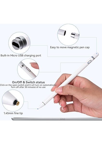 Stylus Kapasitif Dokunmatik Kalem Tüm Cihazlar Telefon ile Uyumlu Çizim Tasarım Tablet Kalemi