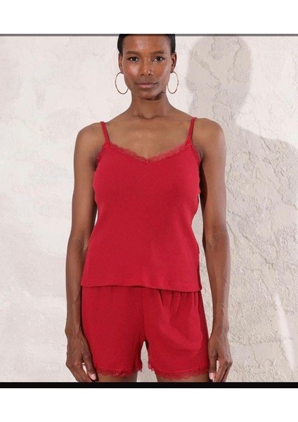 Bordo Viskon Pijama Takımı